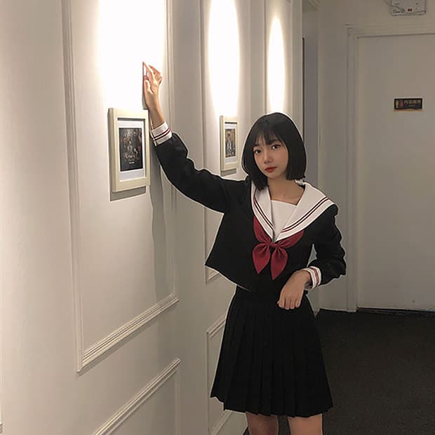 女装 清楚系スクールガール長袖セーラー服上着