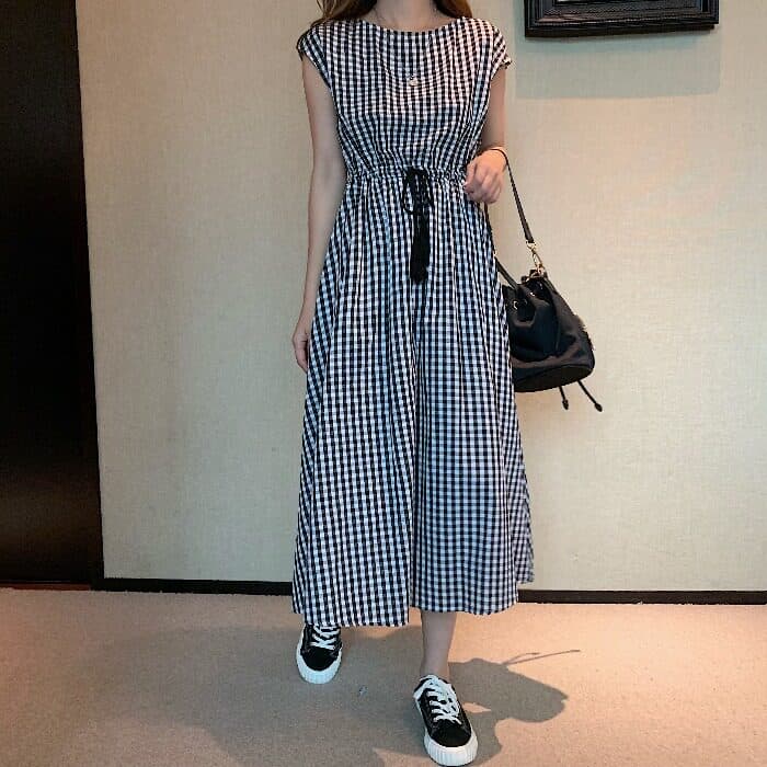 女装 ゆったりブラウス風トップスとフレアスカートのセットワンピース