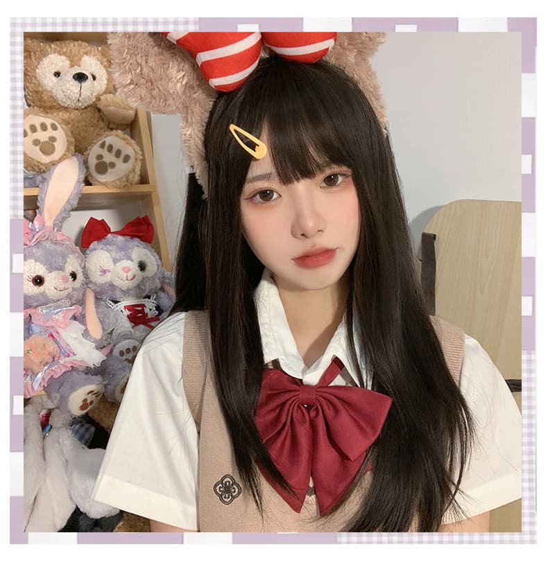 女装 可愛い前髪ぱっつん清純系ロングストレートウィッグ