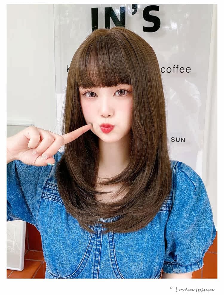 女装 ぱっつん前髪清楚系ストレートセミロングウィッグ