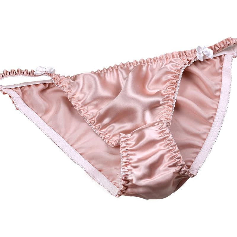 女装 光沢サテン生地のフリル付きパンツ