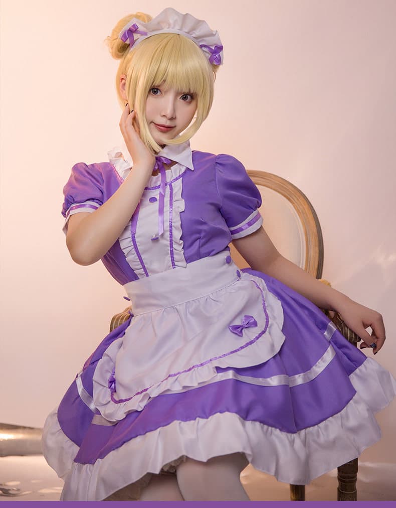 女装 華やかフリル付き姫系メイド服フルセット