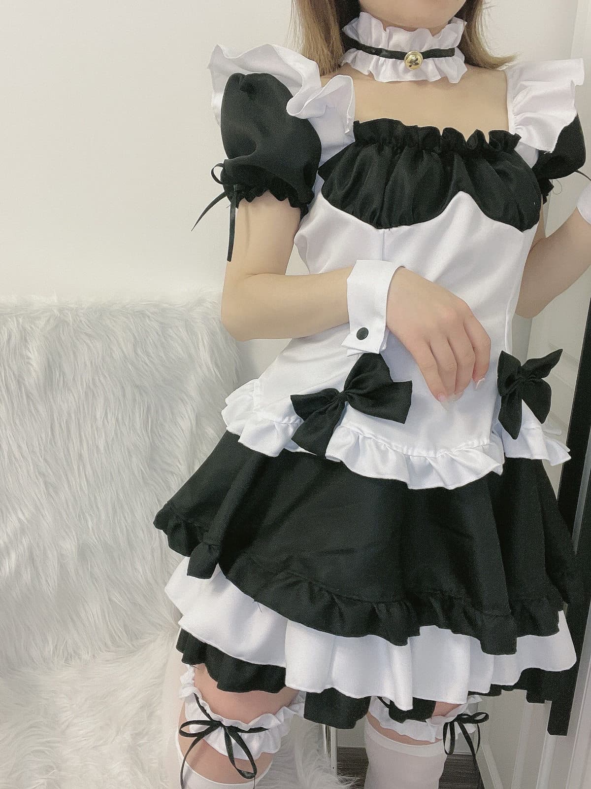 女装 豪華フリル付き本格女装メイド衣装セット