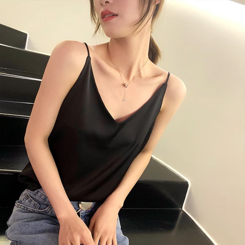 女装 サテン調なめらかキャミソール型インナー