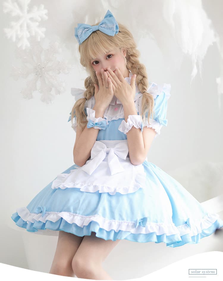 女装 夢見るお姫様風フリル付きメイド服セット