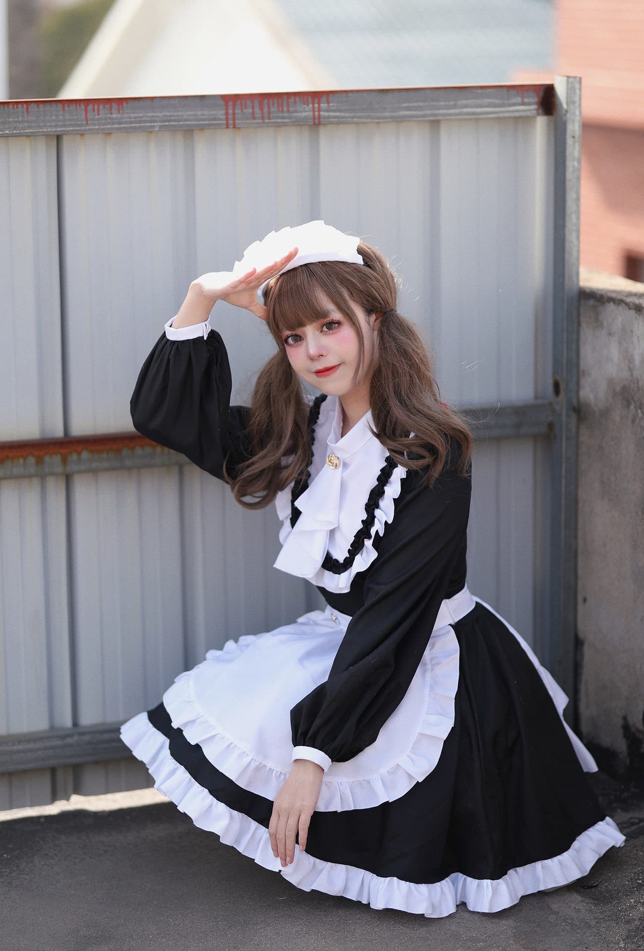 女装 クラシック長袖フリルメイド服セット
