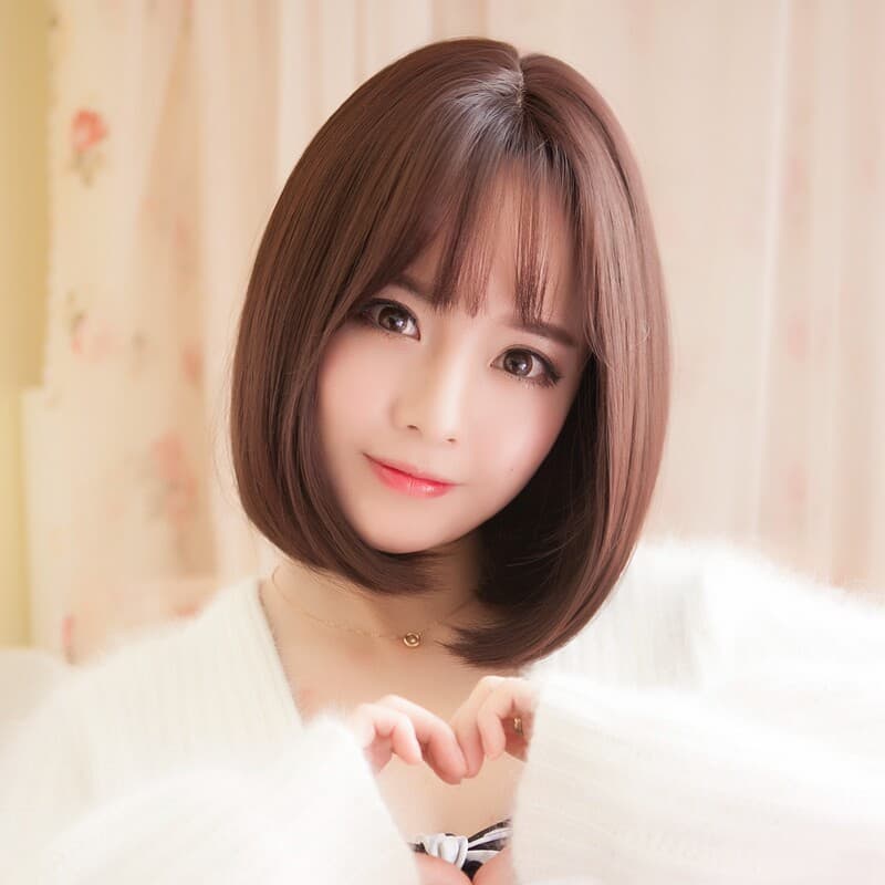 女装 内巻きショートボブ前髪ありナチュラルウィッグ