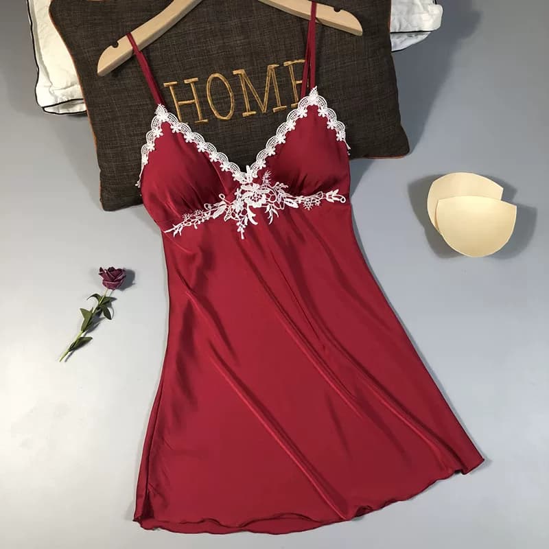 女装 花刺繍レース付きキャミソール型ベビードール