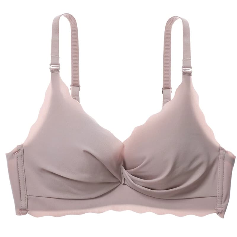 女装 スカラップ縁取りツイストデザインノンワイヤーブラジャー