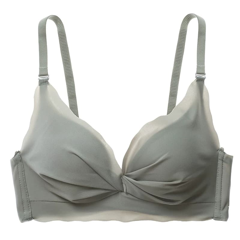 女装 スカラップ縁取りツイストデザインノンワイヤーブラジャー