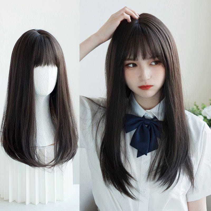 女装 清楚系ストレートロング前髪ぱっつんウィッグ