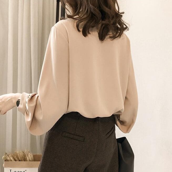 女装 シフォンブラウス 長袖 通勤フォーマルシャツ