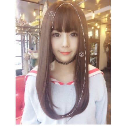 女装 清楚系ぱっつん前髪ロングストレートウィッグ