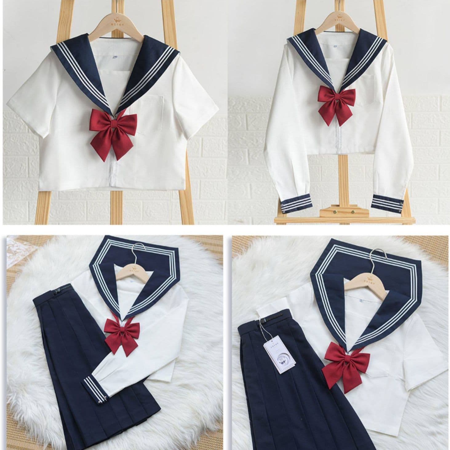女装 正統派三本ラインセーラー服上下セット