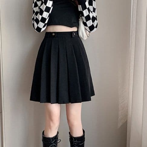 女装 ベルト付きプリーツミニスカート