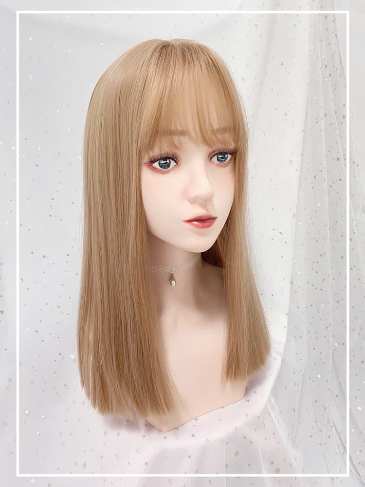 女装 透け感前髪のナチュラルストレートロングウィッグ
