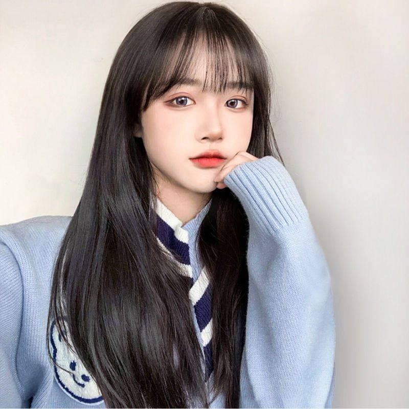 女装 清楚系ストレートロング前髪ぱっつんウィッグ