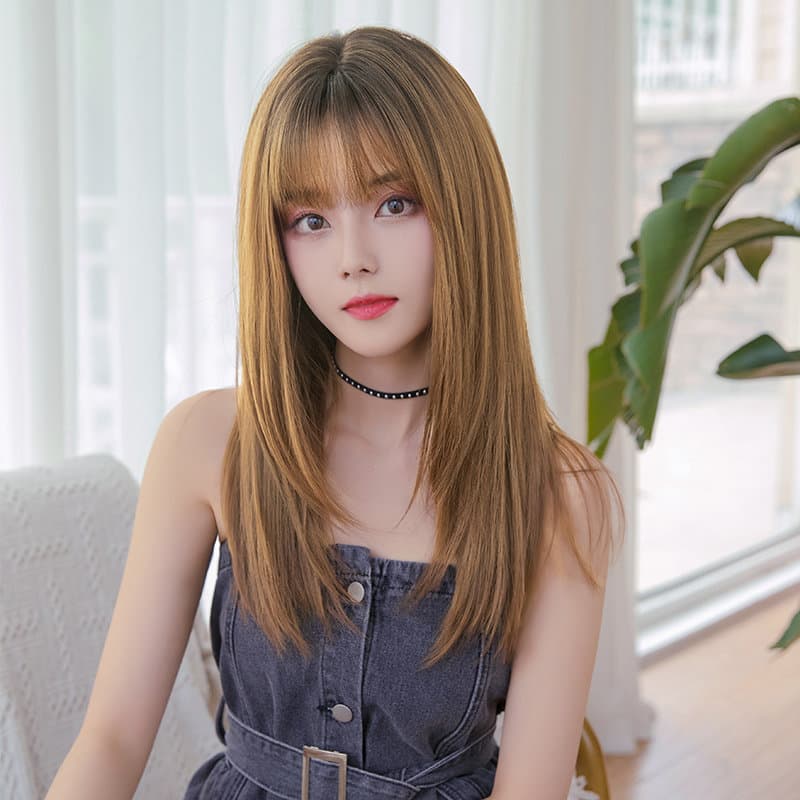女装 シースルー前髪ロングストレートウィッグ