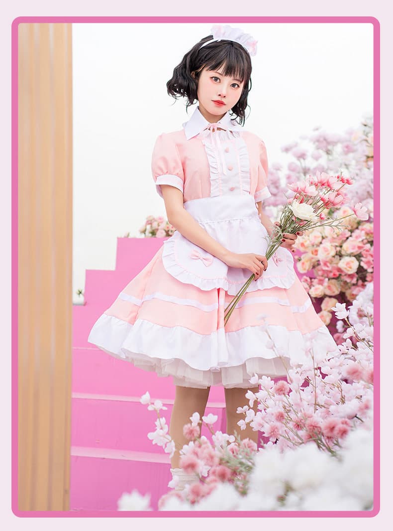 女装 夢見るお嬢様風フリルメイド服セット