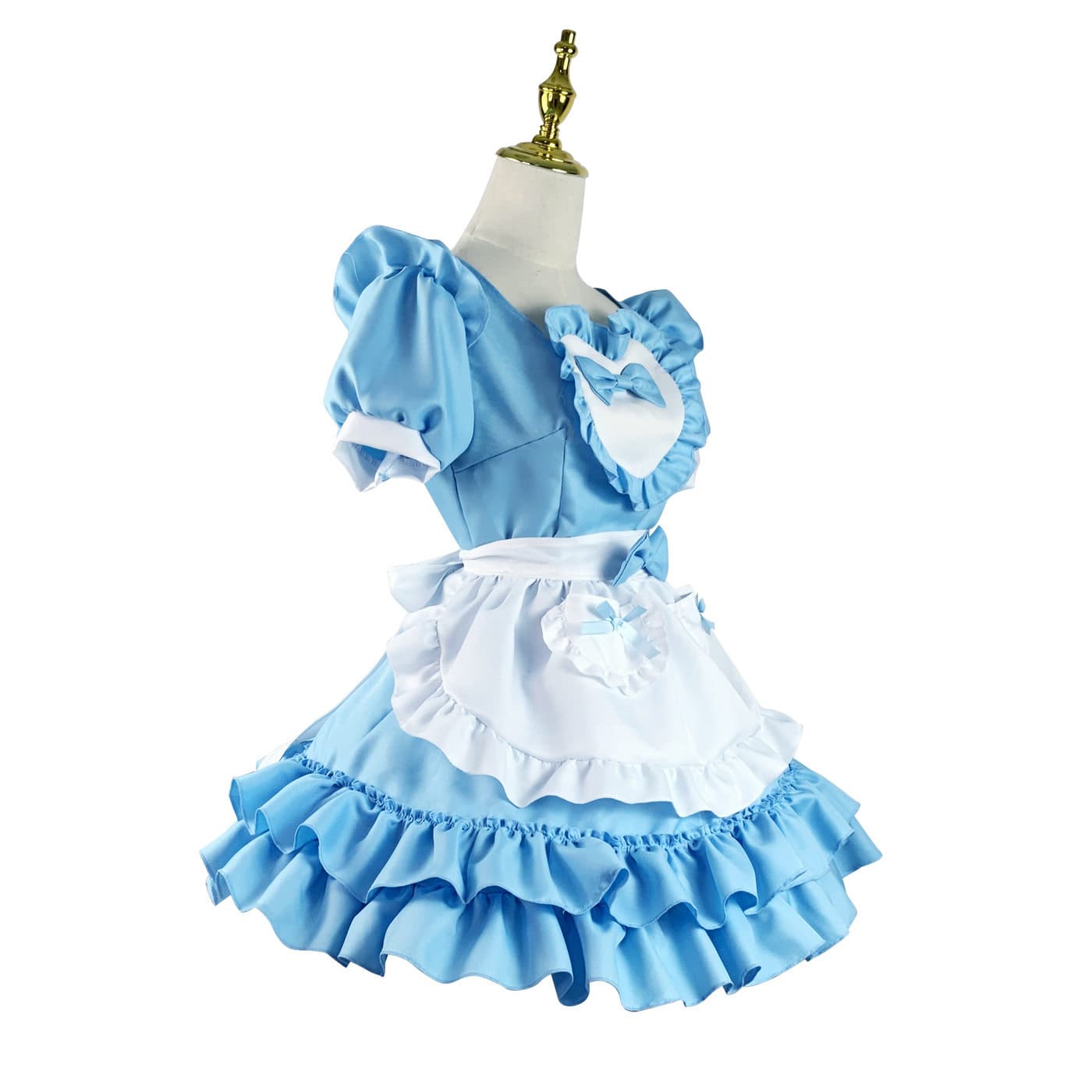 女装 ハート窓付きフリルメイド服三段スカート衣装