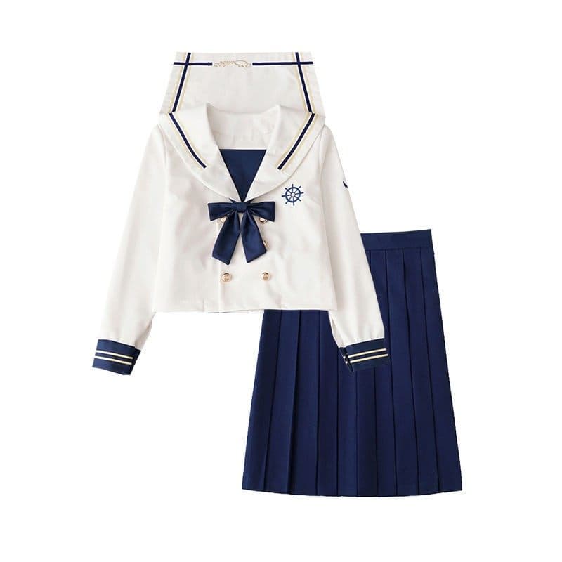 女装 マリン風セーラー襟付きフード付き制服セット