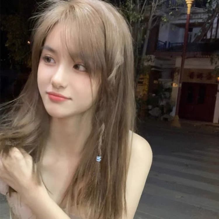 女装 透け感前髪のナチュラルストレートロングウィッグ