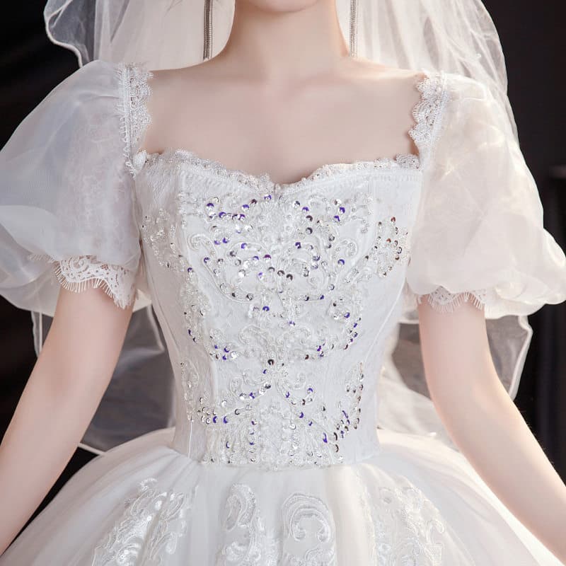 女装 プリンセスパフスリーブ華麗刺繍ドレス