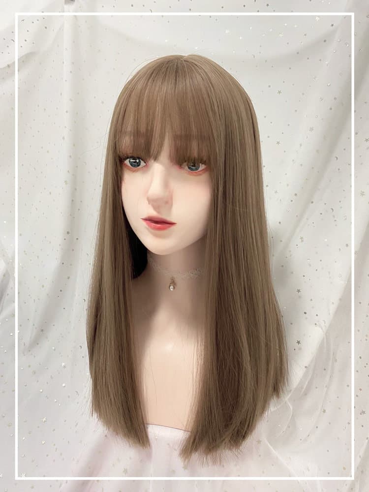 女装 透け感前髪のナチュラルストレートロングウィッグ