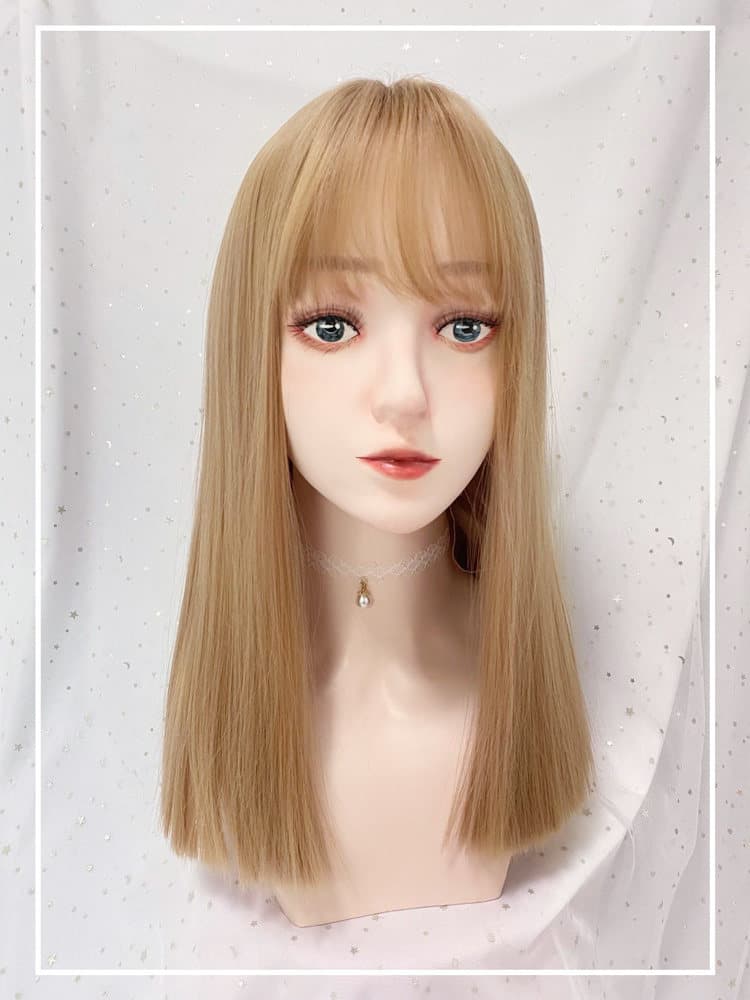 女装 透け感前髪のナチュラルストレートロングウィッグ
