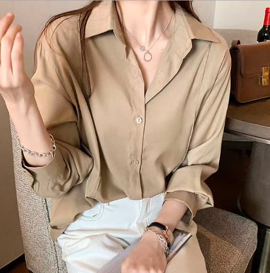 女装 女性らしい襟付き長袖シャツ スーツインナー