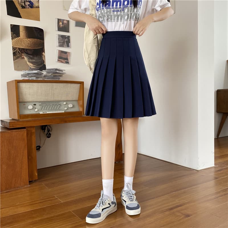 女装 学生風プリーツハイウエストミニスカート