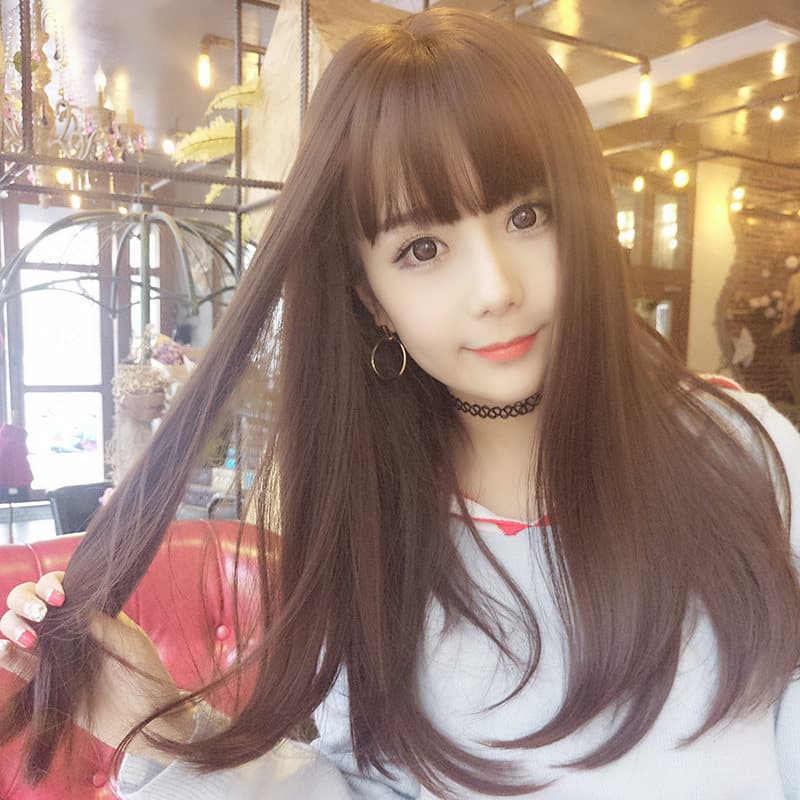 女装 清楚系ぱっつん前髪ロングストレートウィッグ