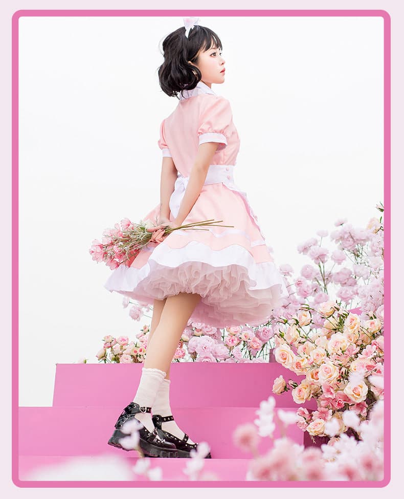女装 夢見るお嬢様風フリルメイド服セット
