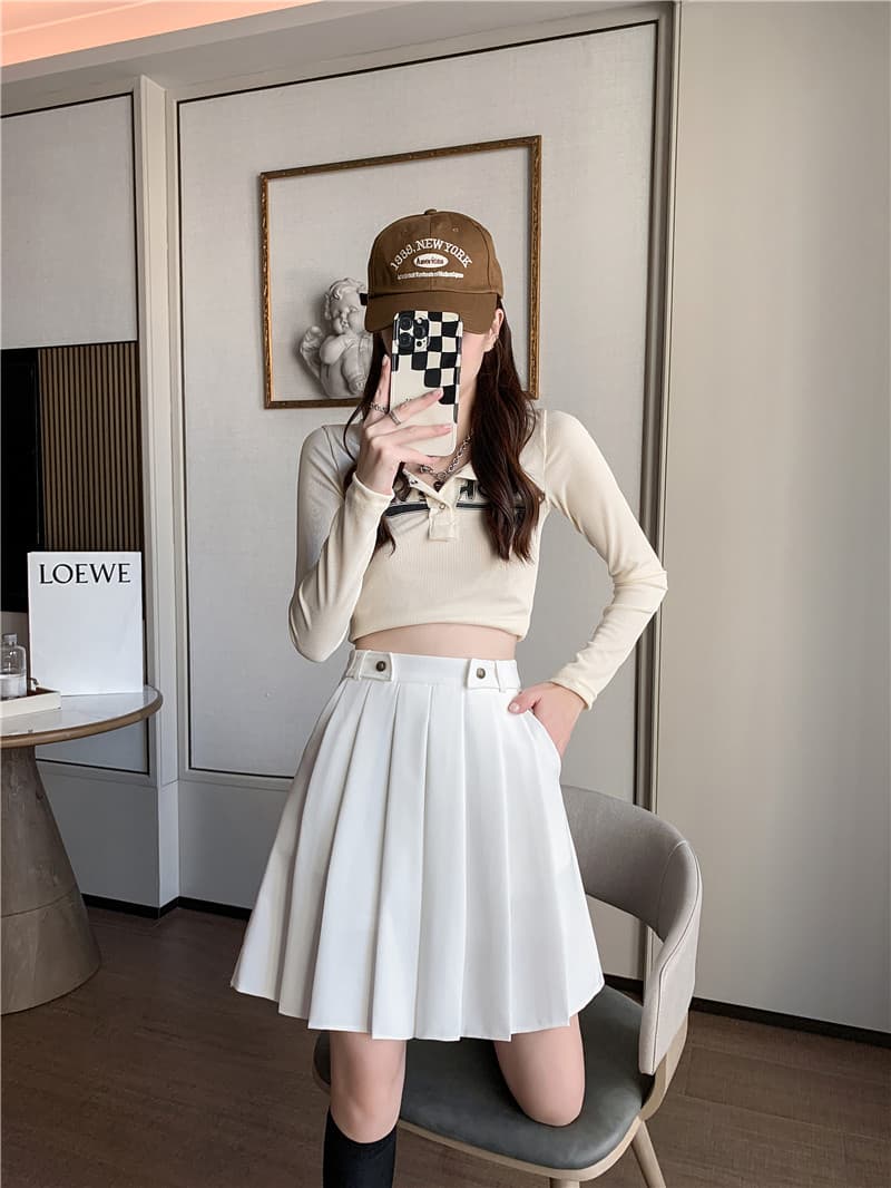 女装 ベルト付きプリーツミニスカート