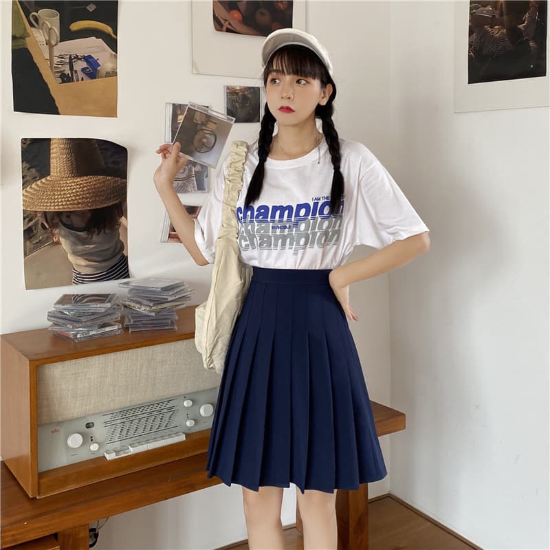 女装 学生風プリーツハイウエストミニスカート