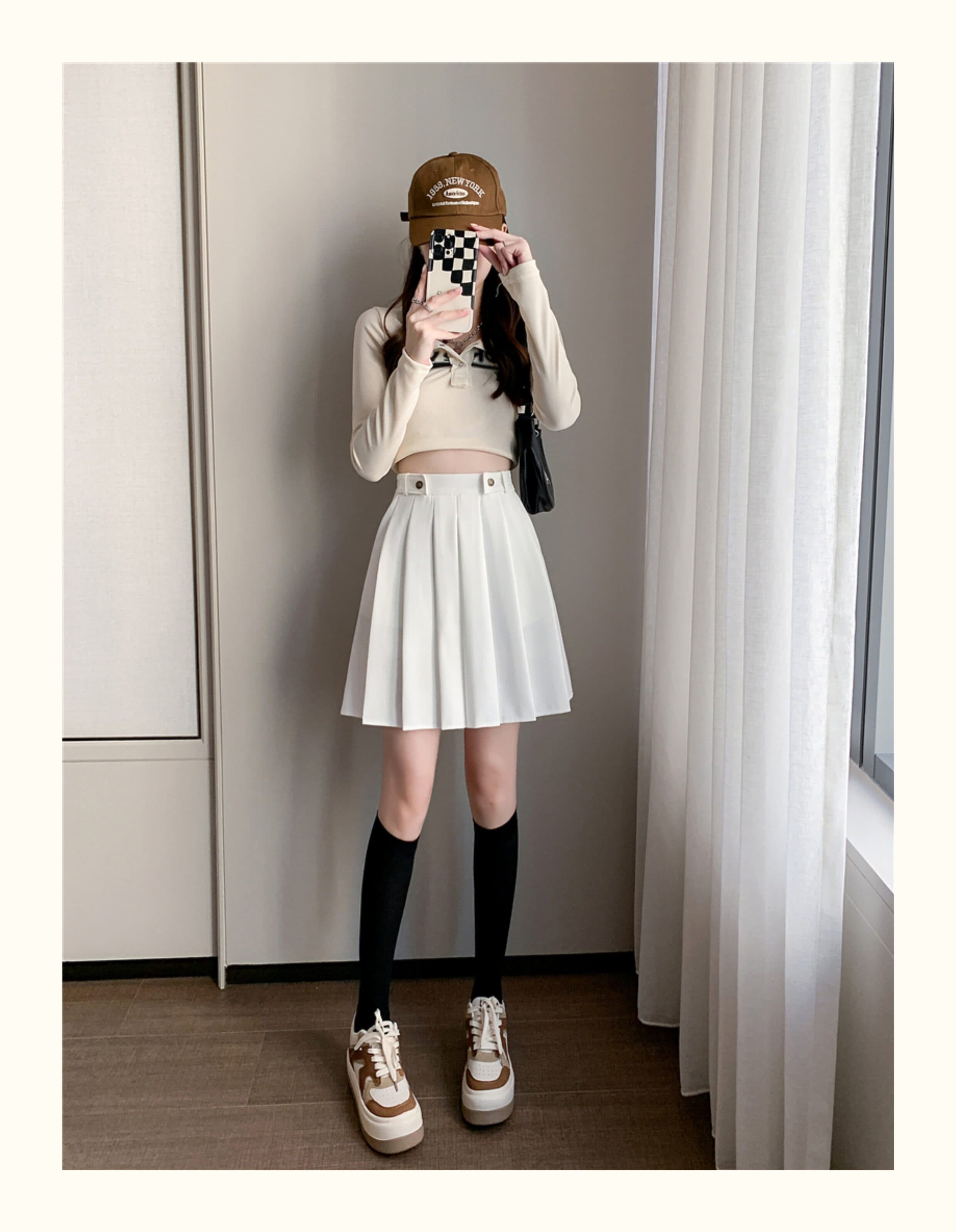 女装 ベルト付きプリーツミニスカート