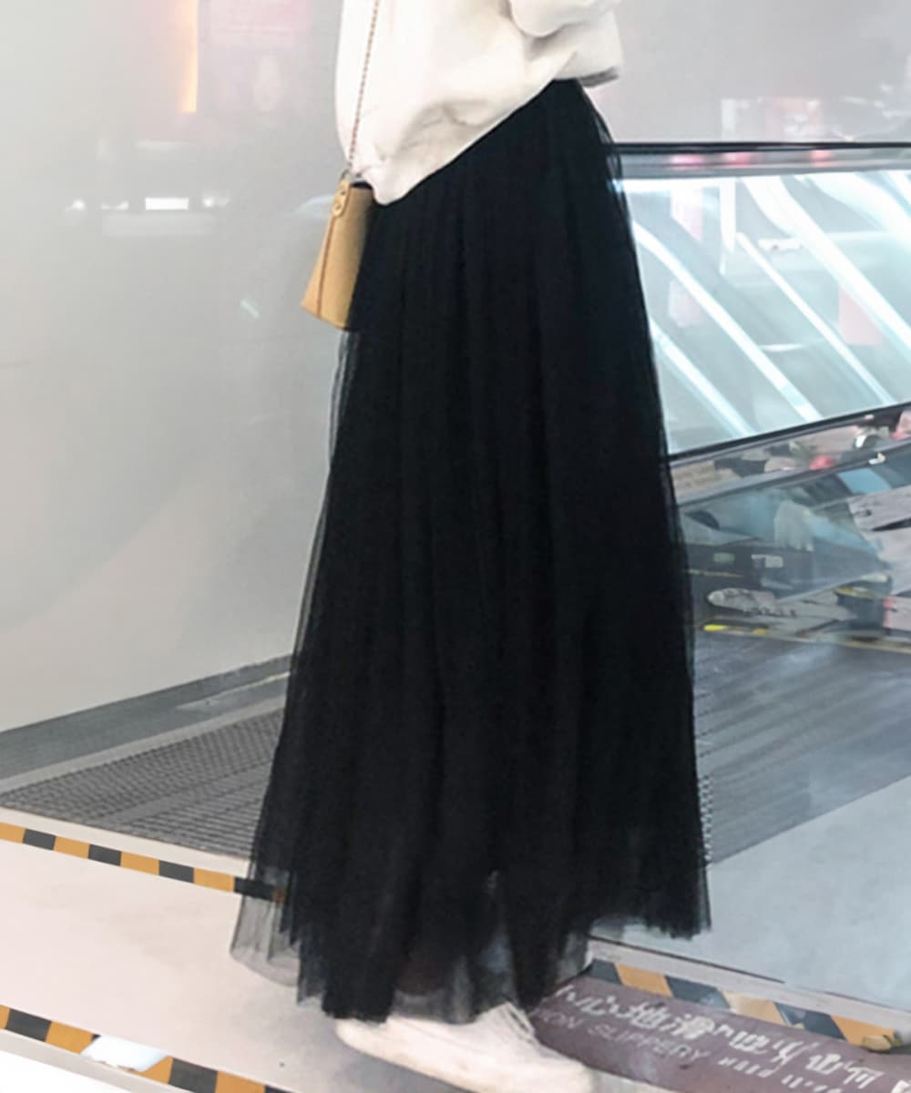 女装 ふんわりチュールロングスカート