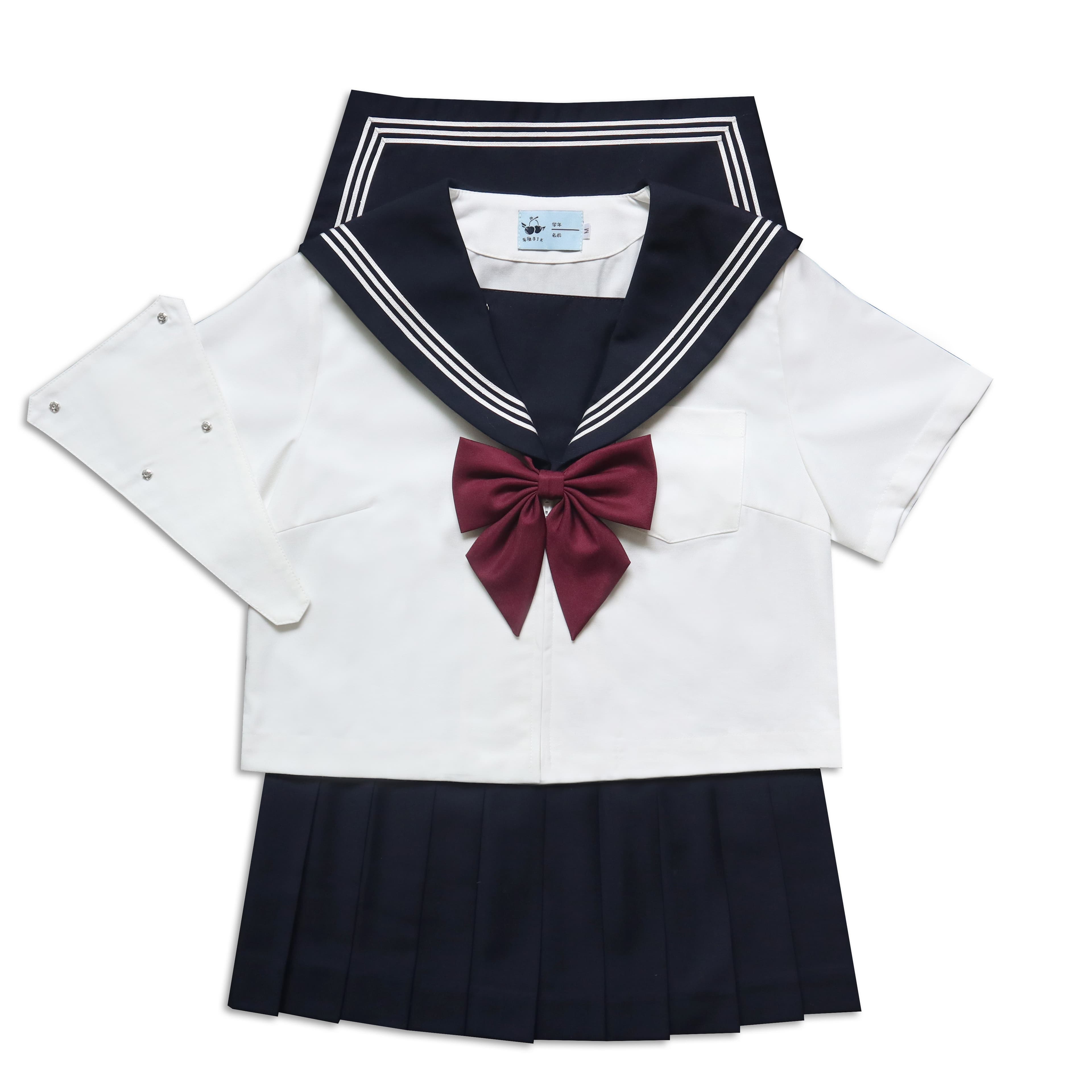 女装 正統派三本ラインセーラー服上下セット