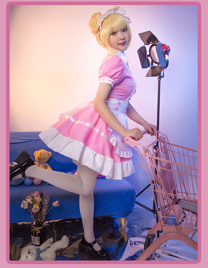 女装 夢見る姫系フリルエプロンメイド服セット