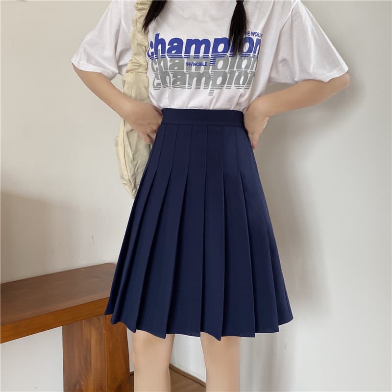 女装 学生風プリーツハイウエストミニスカート