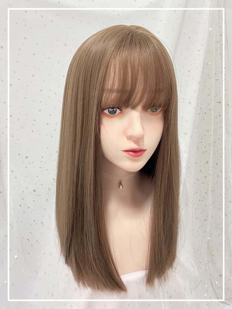 女装 透け感前髪のナチュラルストレートロングウィッグ