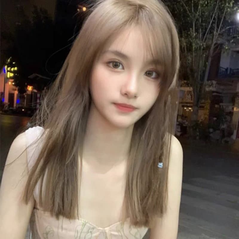 女装 透け感前髪のナチュラルストレートロングウィッグ
