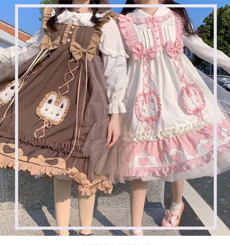 女装 姫系ロリータ風ふんわりフリルメイドワンピース