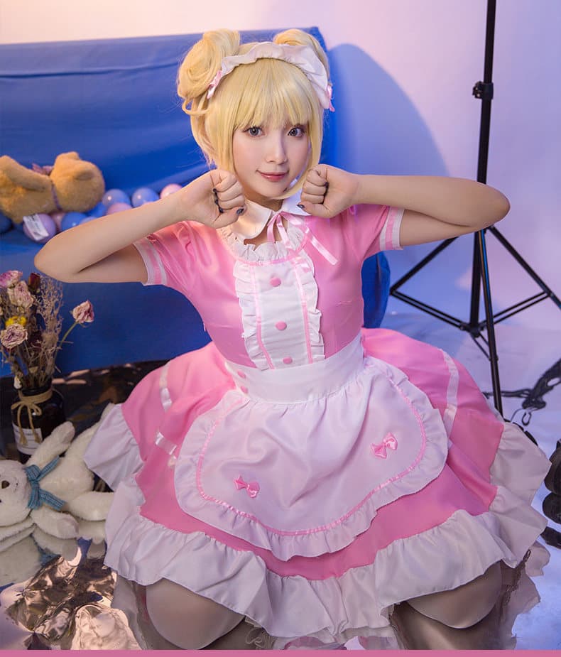 女装 夢見る姫系フリルエプロンメイド服セット