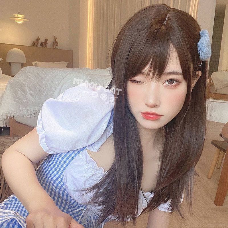 女装 清楚系ストレートロング前髪ぱっつんウィッグ