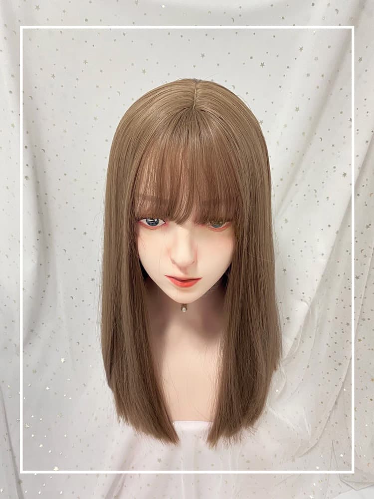 女装 透け感前髪のナチュラルストレートロングウィッグ