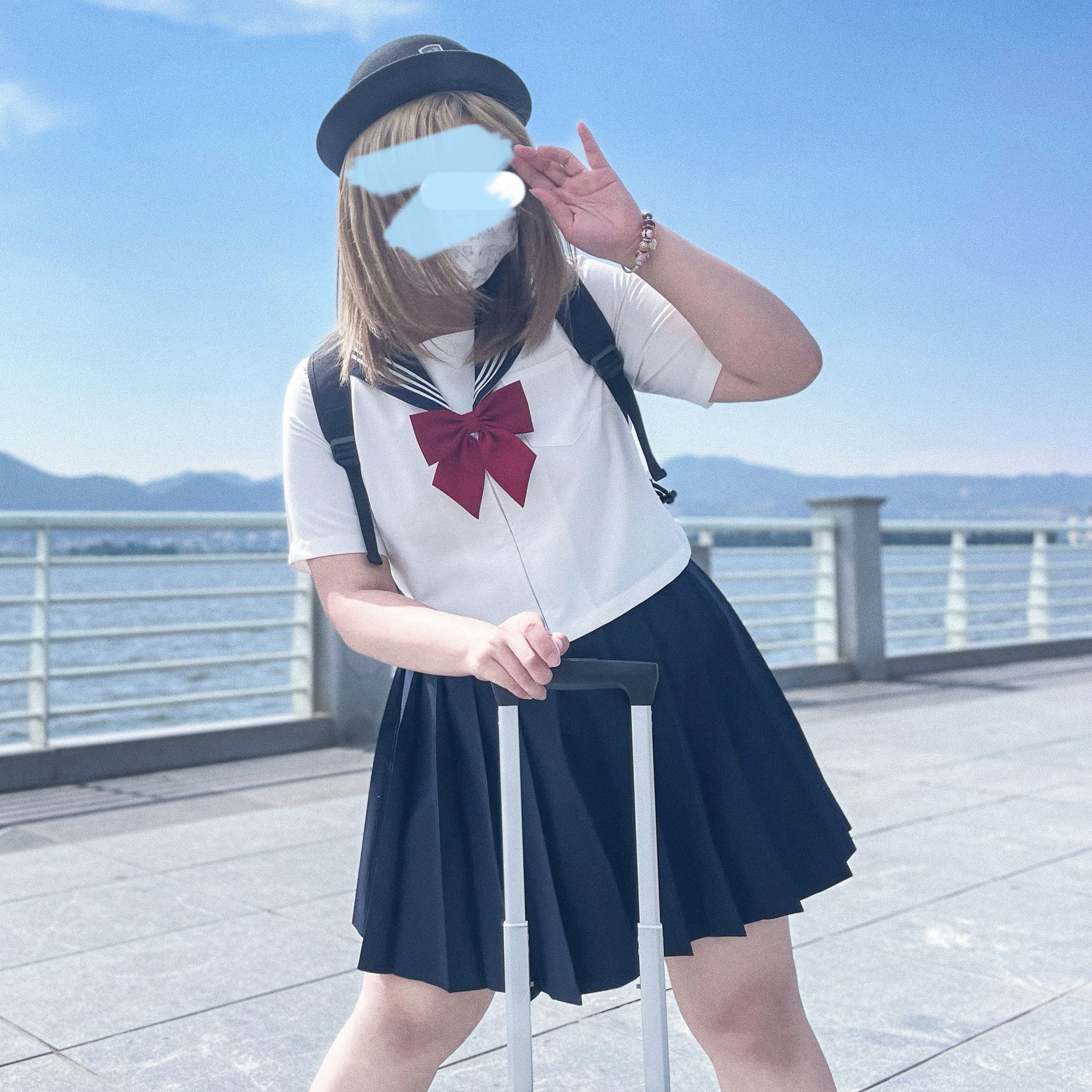 女装 正統派三本ラインセーラー服上下セット