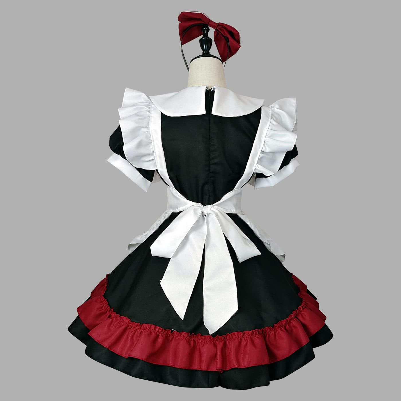 女装 豪華多段フリル付き女装メイド衣装セット