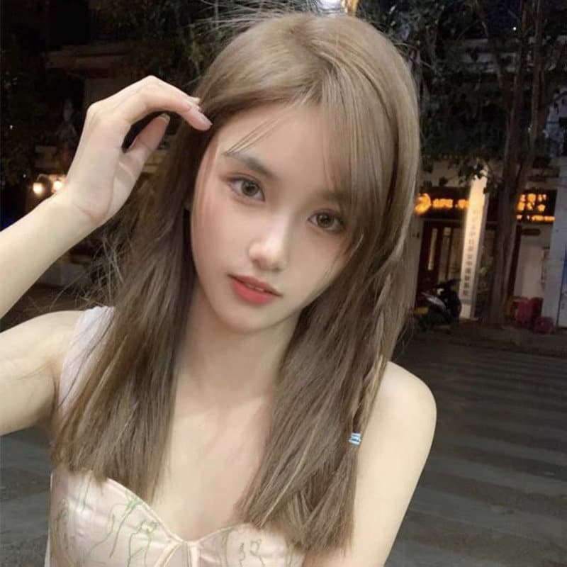 女装 透け感前髪のナチュラルストレートロングウィッグ