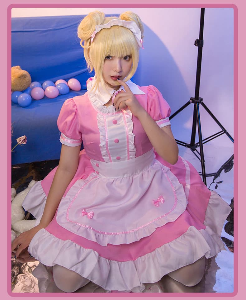 女装 夢見る姫系フリルエプロンメイド服セット
